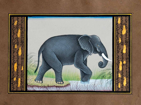 Small Indian Miniature Painting of an Elephant