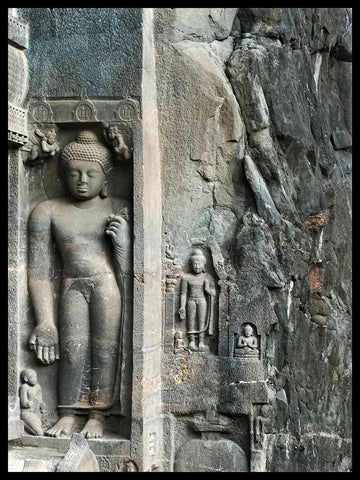 Buddhas at the entrance to cave 19, Ajanta