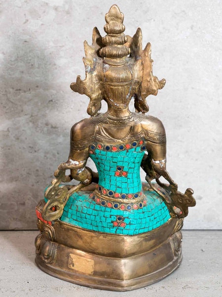 Vajrasattva Buddha Statue with Turquoise Inlay