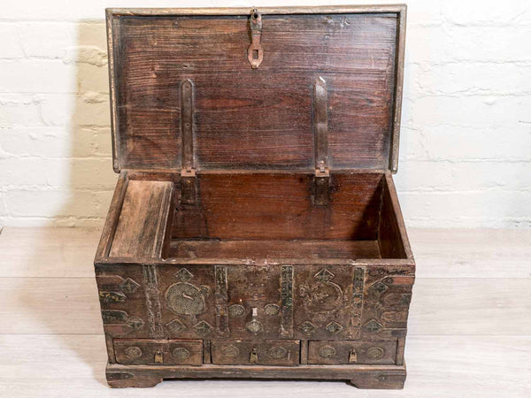 Vintage Indian Dowry Box with Drawers