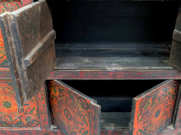 Vintage Painted Tibetan Cabinet with Doors