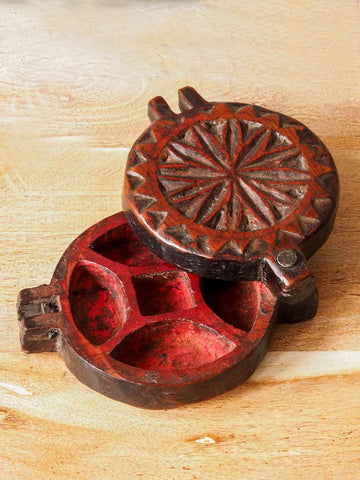 Vintage hand carved Indian wooden make up box