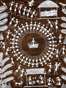 Warli Painting of a Drummer in a Circle 