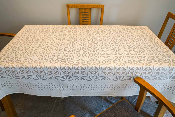 White Cutwork Tablecloth from Rajasthan