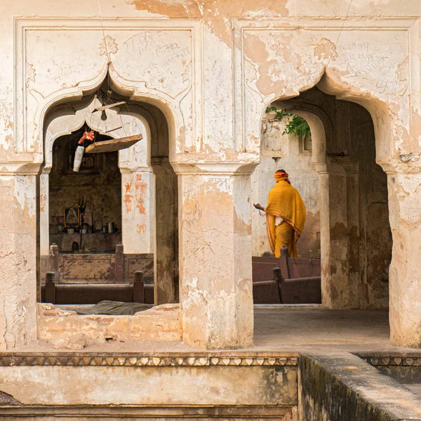 Yellow Robe at Orchha Stepwell square format
