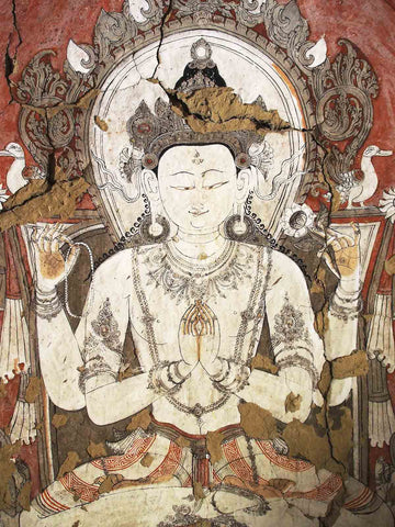 Photo of an Avalokiteshvara Cave Painting in Mustang, Nepal