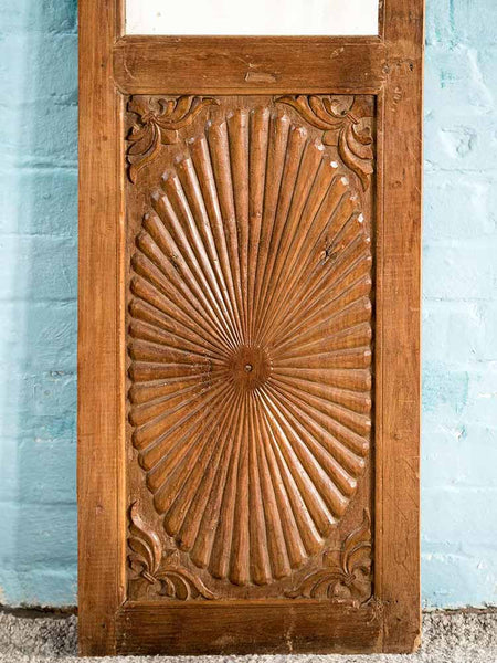 Carved Indian Wooden Mirror Door Panel