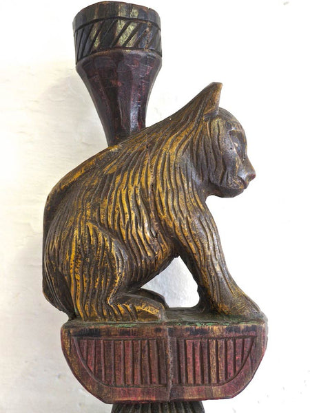 Carved Wooden Animal Candle Stand