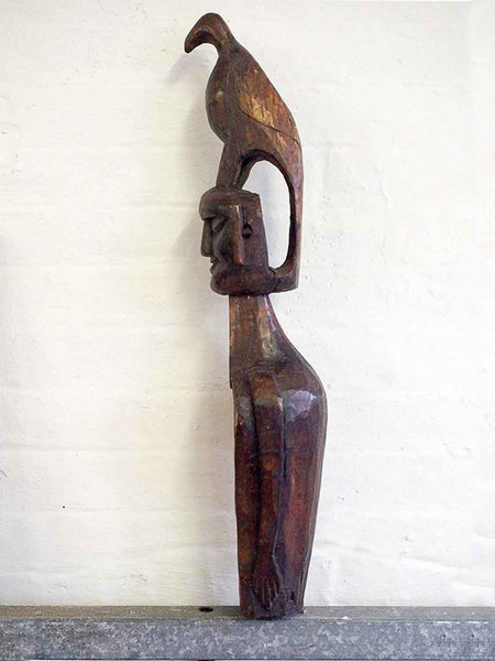 Parrot Headed Carved Wooden Statue