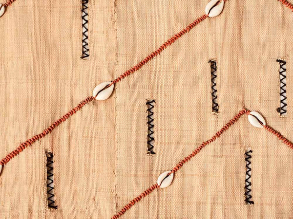 Kuba Cloth Wallhanging with Shells and Beads