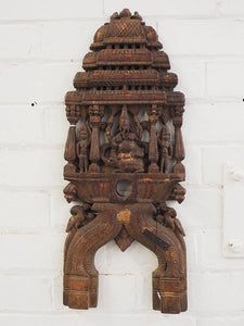 Old Carved Ganesh Panel, Red Wood 1